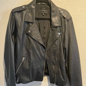 Lucky Brand black leather jacket with silver zipper and details